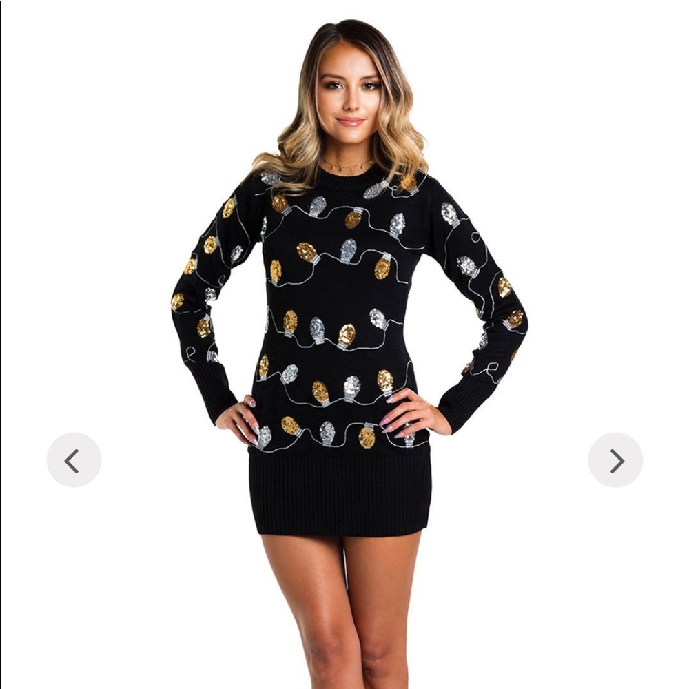 Women's Christmas Sequin Sweater Dress